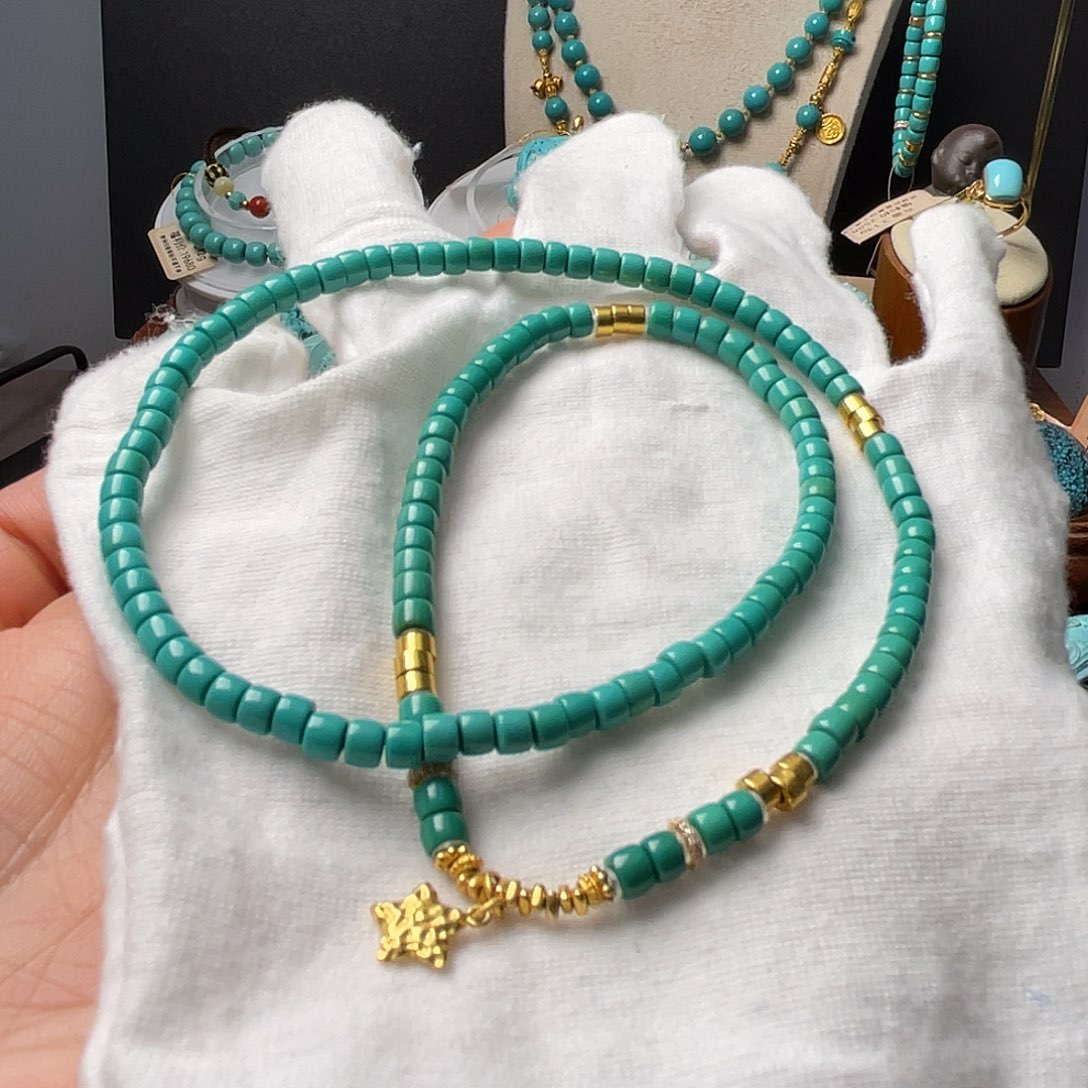 绿松石珠宝半成品18K金镶嵌樱***@