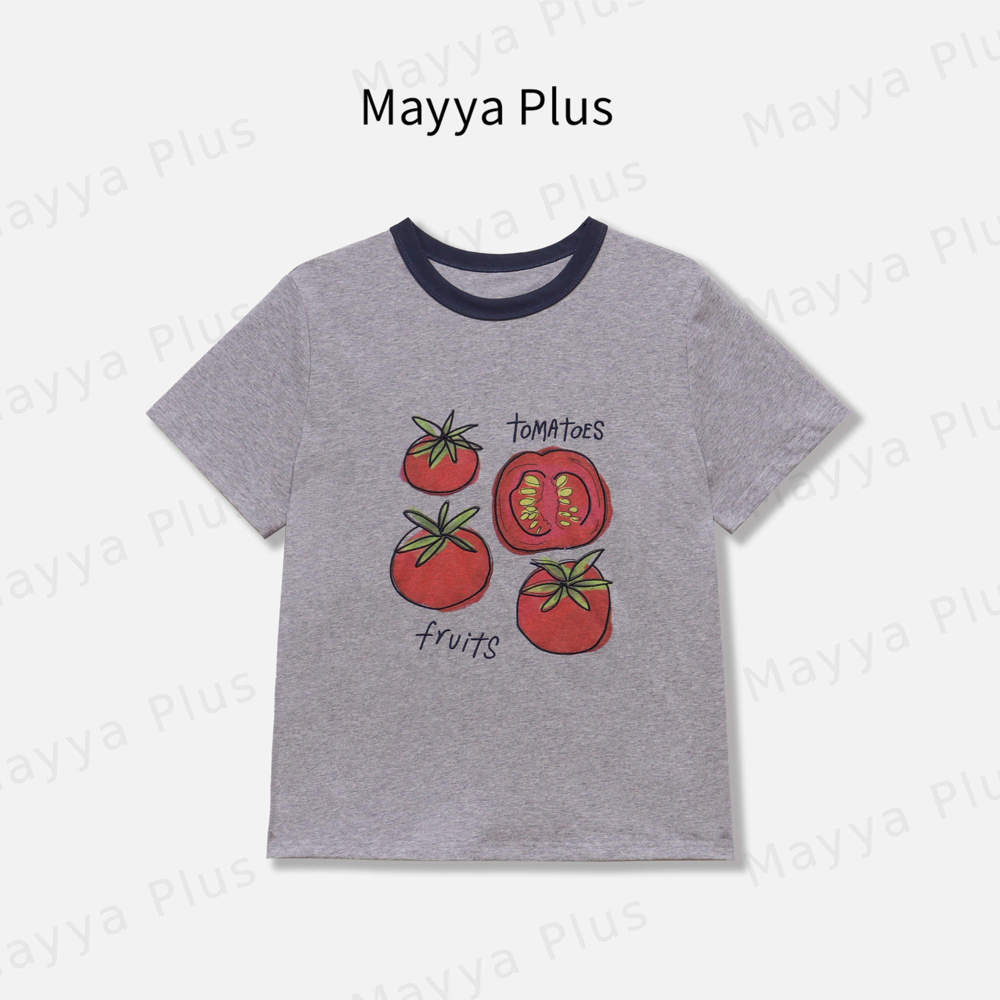 【番茄T】Mayya Plus麦芽定制气质显瘦欧若风T恤32528730