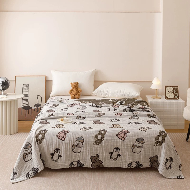 毛病大 处理品！四层纱单人盖毯150*200微瑕～D051（会起球 会缩水