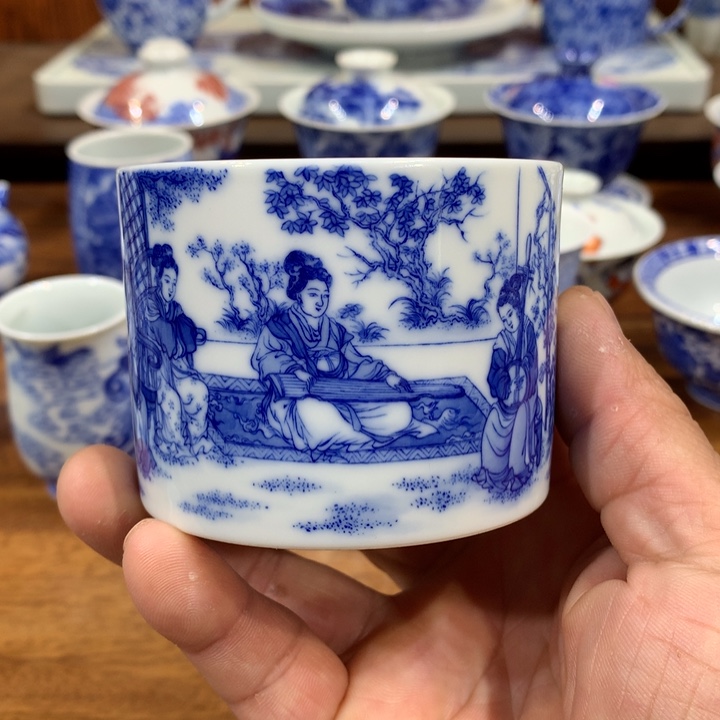 晓竹窑青花乞巧图