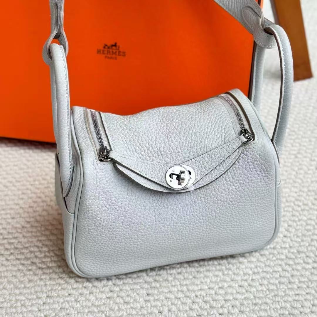 99新 Hermes/爱马仕 miniLindy 珍珠灰 tc皮 Y刻