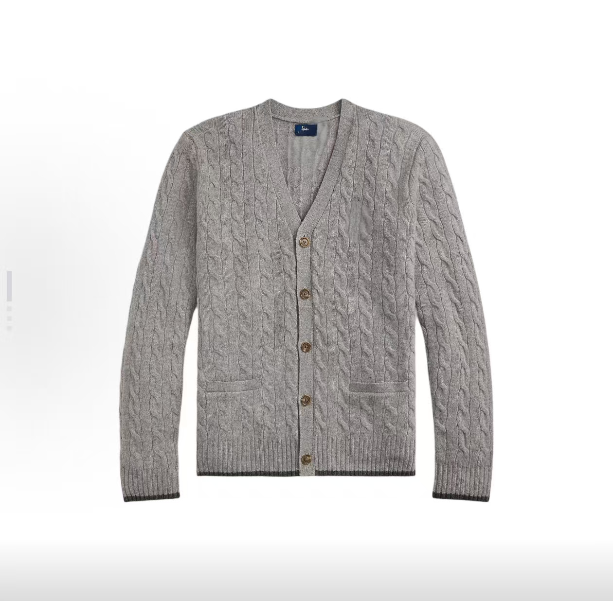 美式小马标绞花（羊毛）麻花V领针织开衫毛衣修身显瘦针织衫003