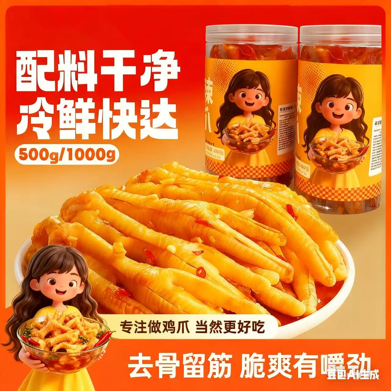 新疆包邮-柠檬酸辣无骨鸡爪即食鸡肉休闲解馋夜宵