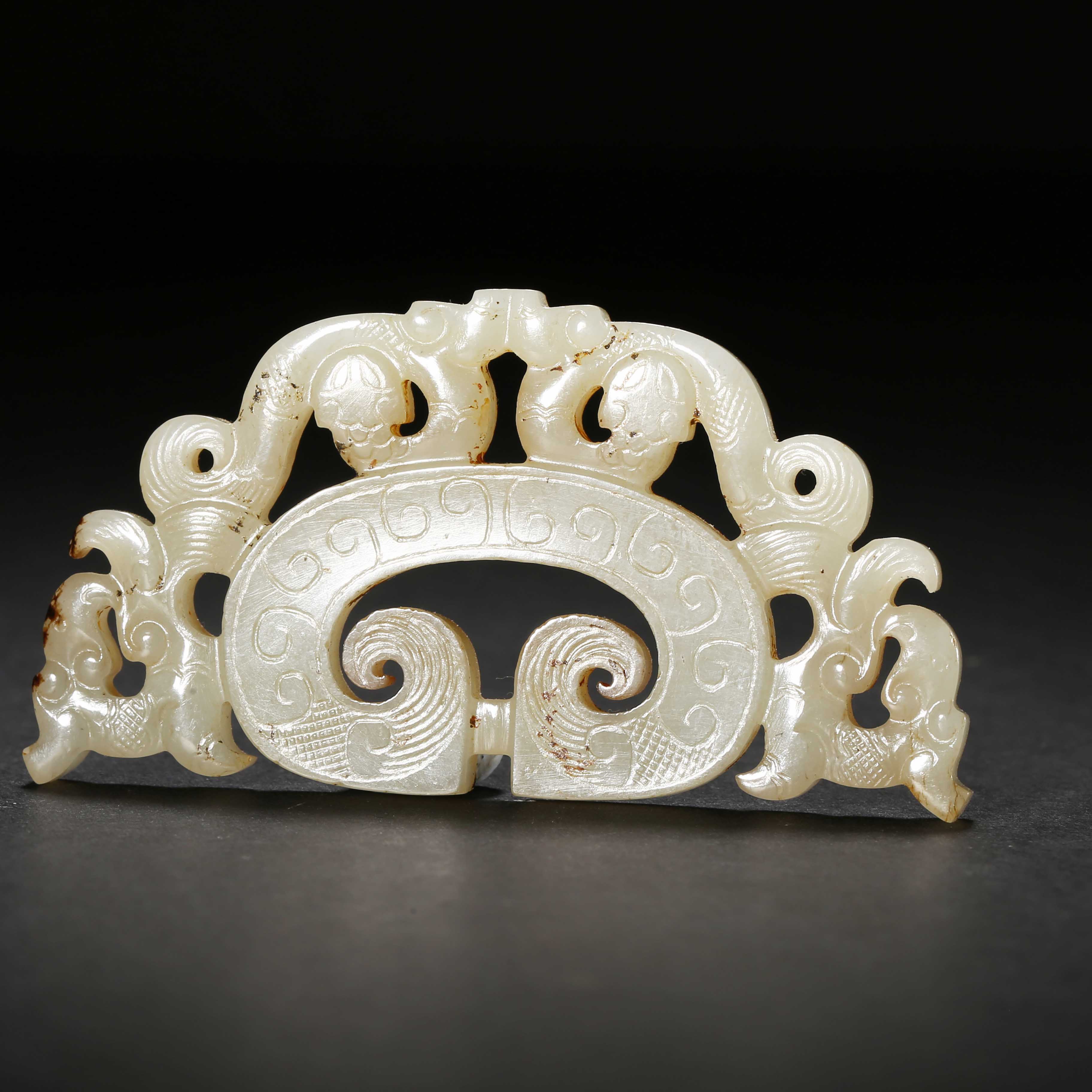 明代/和田白玉透雕龙凤佩/JAQ25041724/收藏/【济文阁】