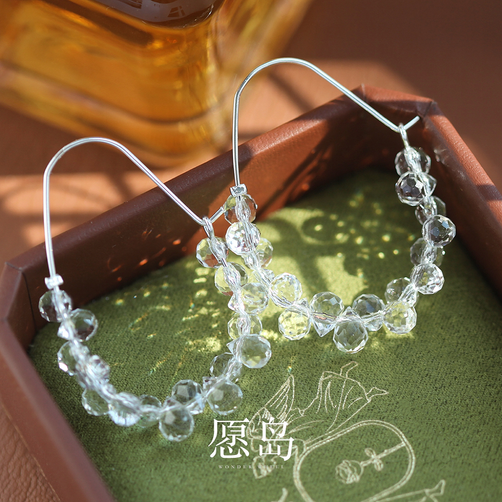 愿岛 黄铜玻璃耳饰 法式气质简约大气时尚琉璃切面珠子耳环EH2478