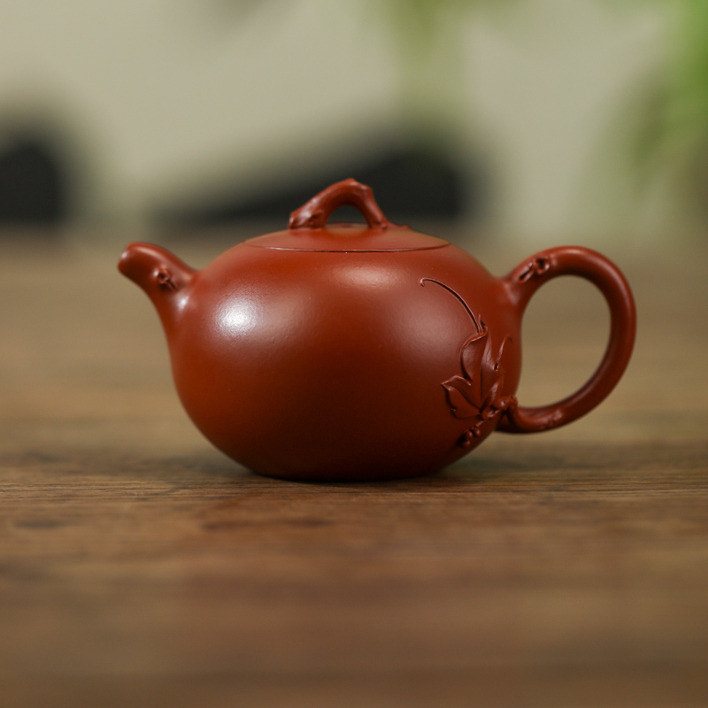 尊享系列【葡萄】 原矿朱泥大红袍140cc手工制作 内推孔 紫砂壶