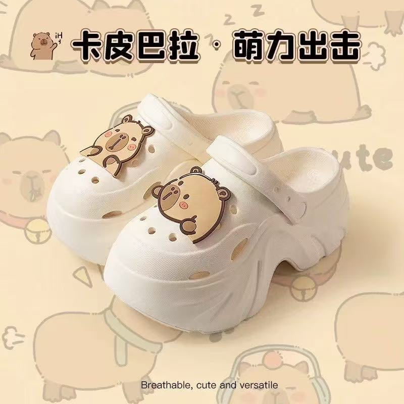 8CM增高EVA卡皮巴拉防滑洞洞鞋女款夏季外穿防臭2025新款包头拖鞋