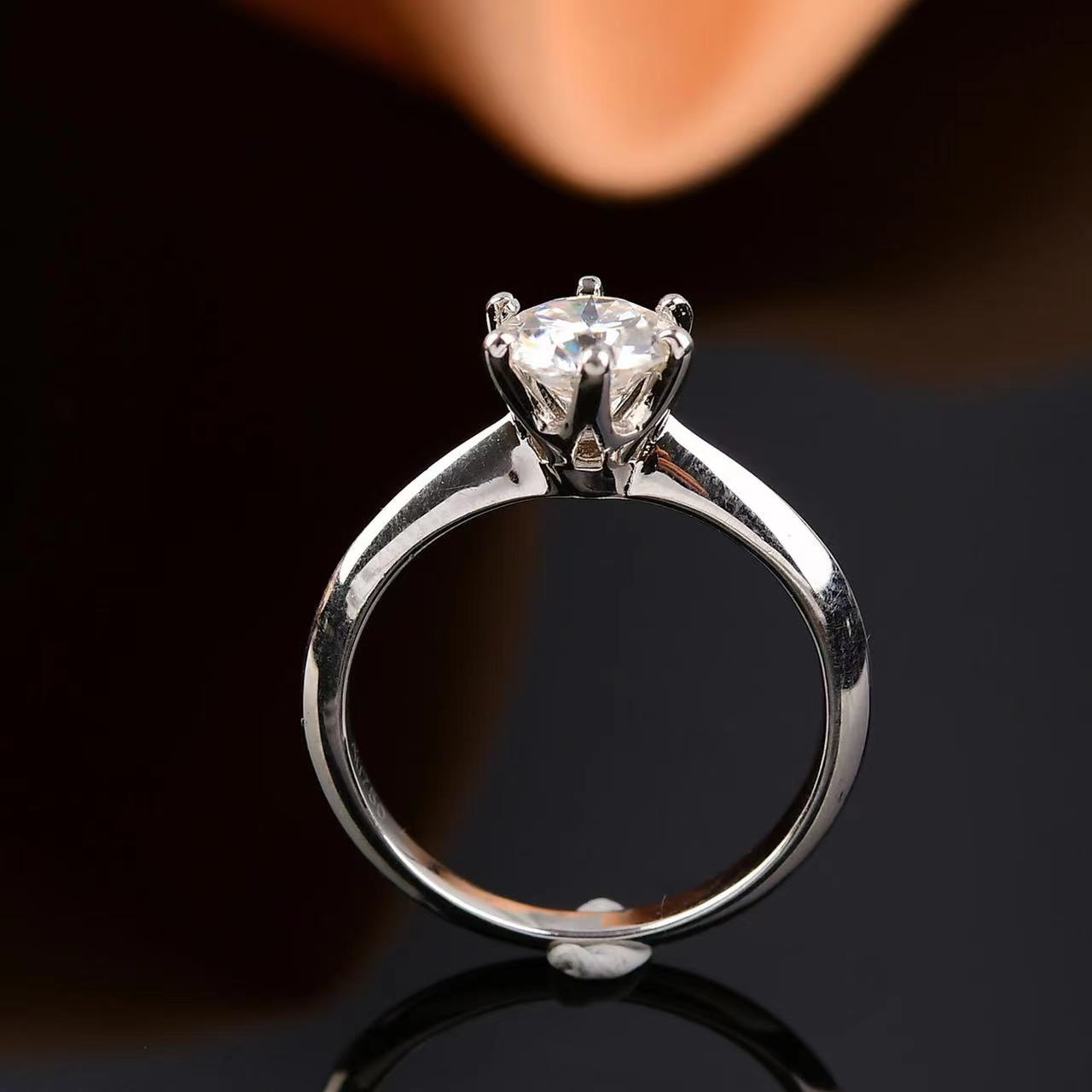 925银莫桑石银制品 T家六爪50分-5克拉女士女王经典订婚