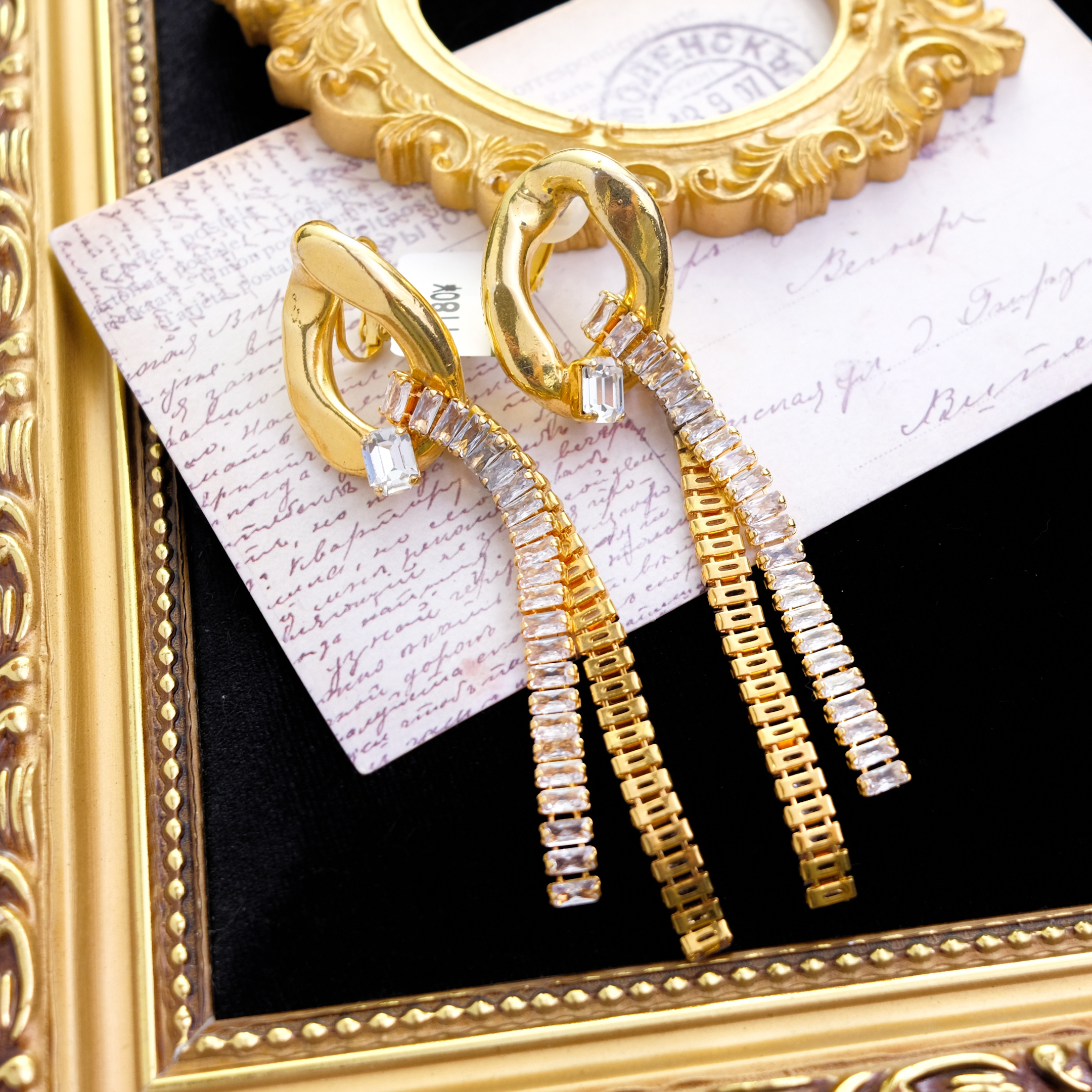 合金仿水晶耳饰 意大利 DG打标 复古宫廷主义耳饰