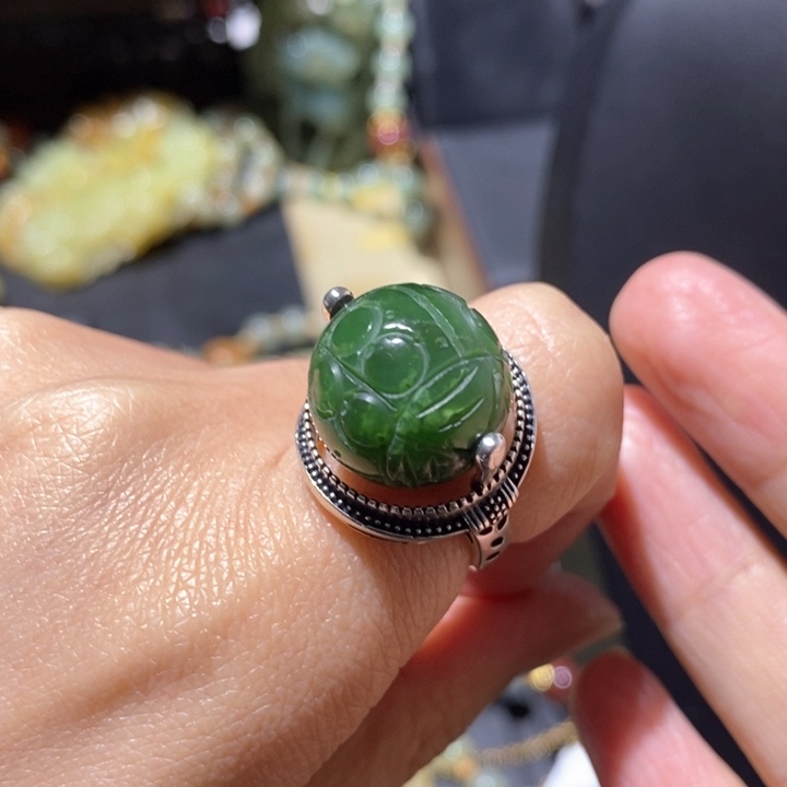 和田玉戒指未镶嵌胖**我