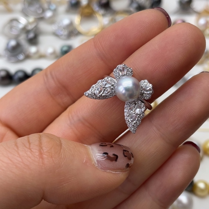 海水珍珠戒指银S925镶嵌