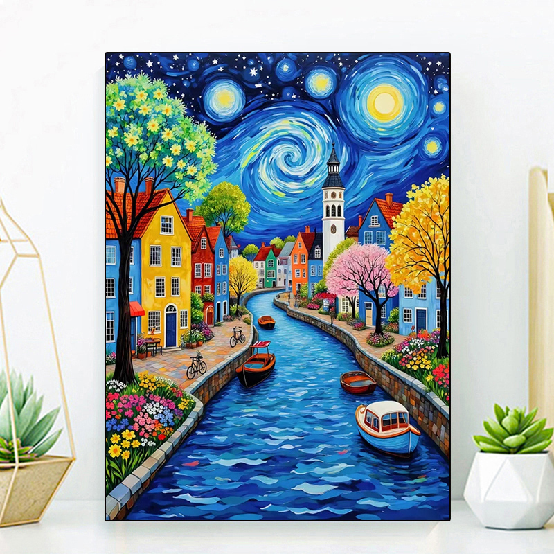 十字绣星河夜畔2025新款线绣客厅卧室简约现代油画风景小件40色