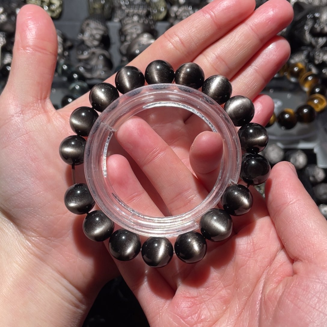 黑曜岩手串未镶嵌小*月