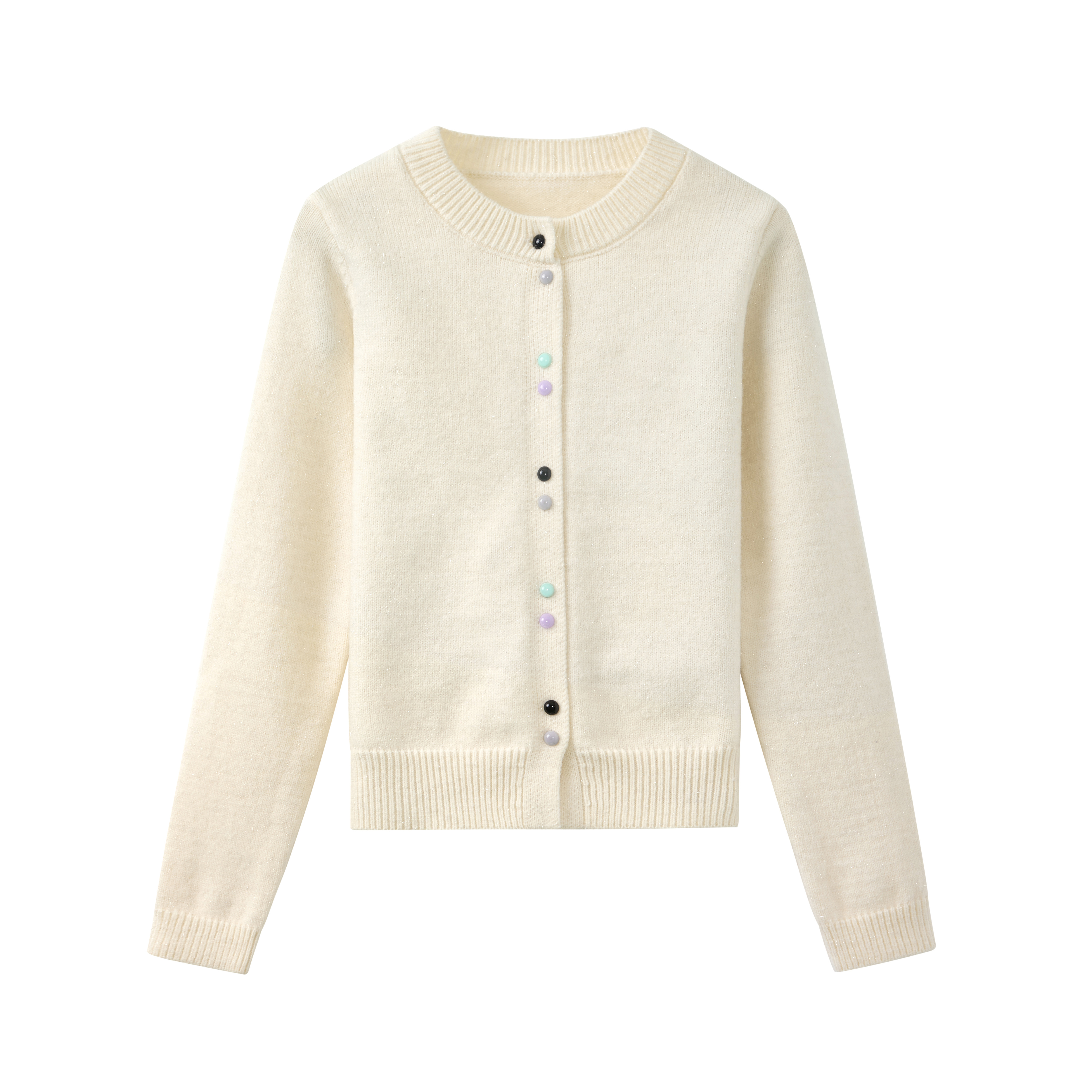 2025春季新款百搭甜心针织衫女士开衫圆领高定长袖毛衣9091