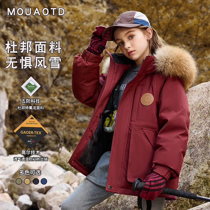 儿童羽绒服女童2025冬季新款大毛领男童中大童保暖外套亲子装