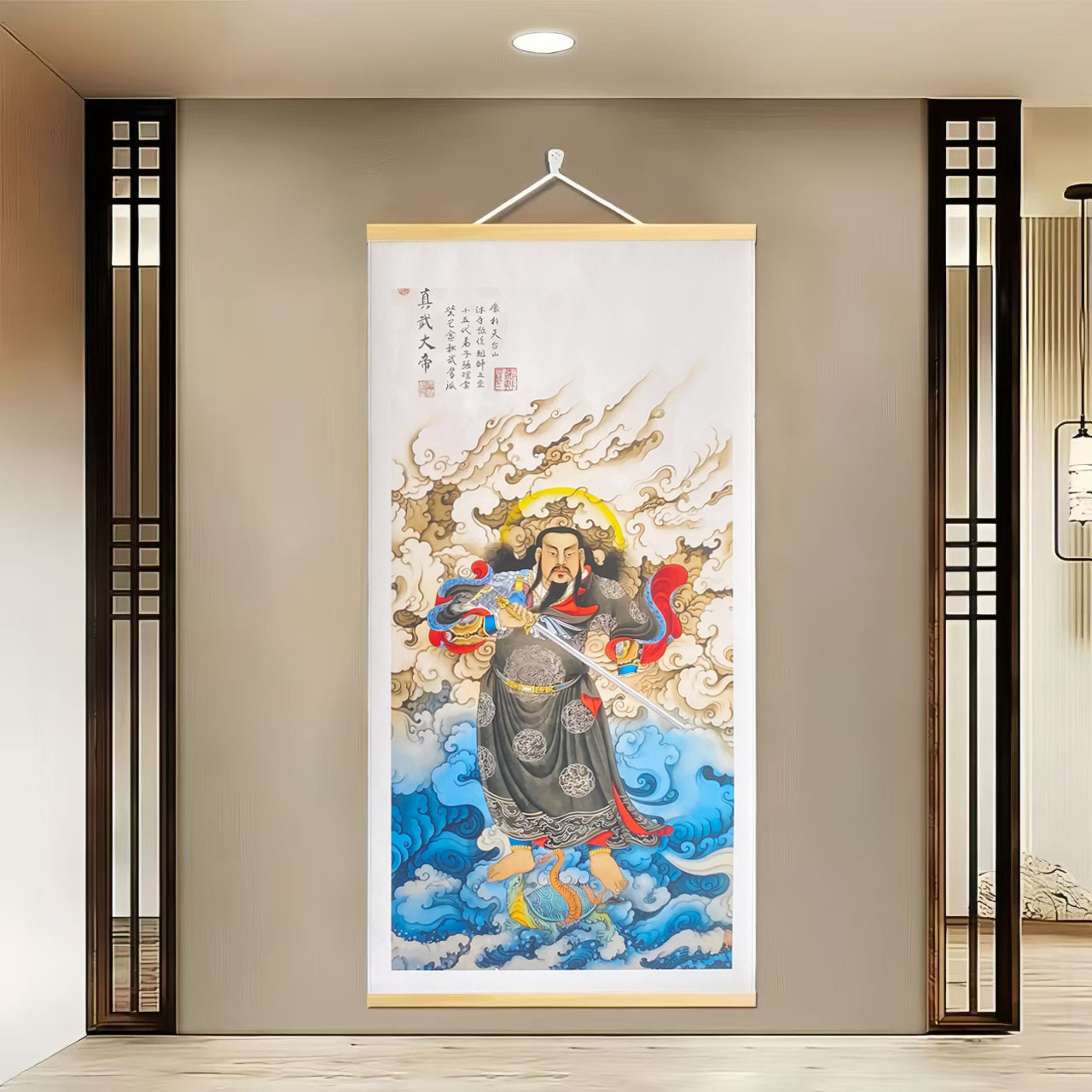 【107真武大帝】60x120cm现代简约挂轴装饰画办公室家居装饰画