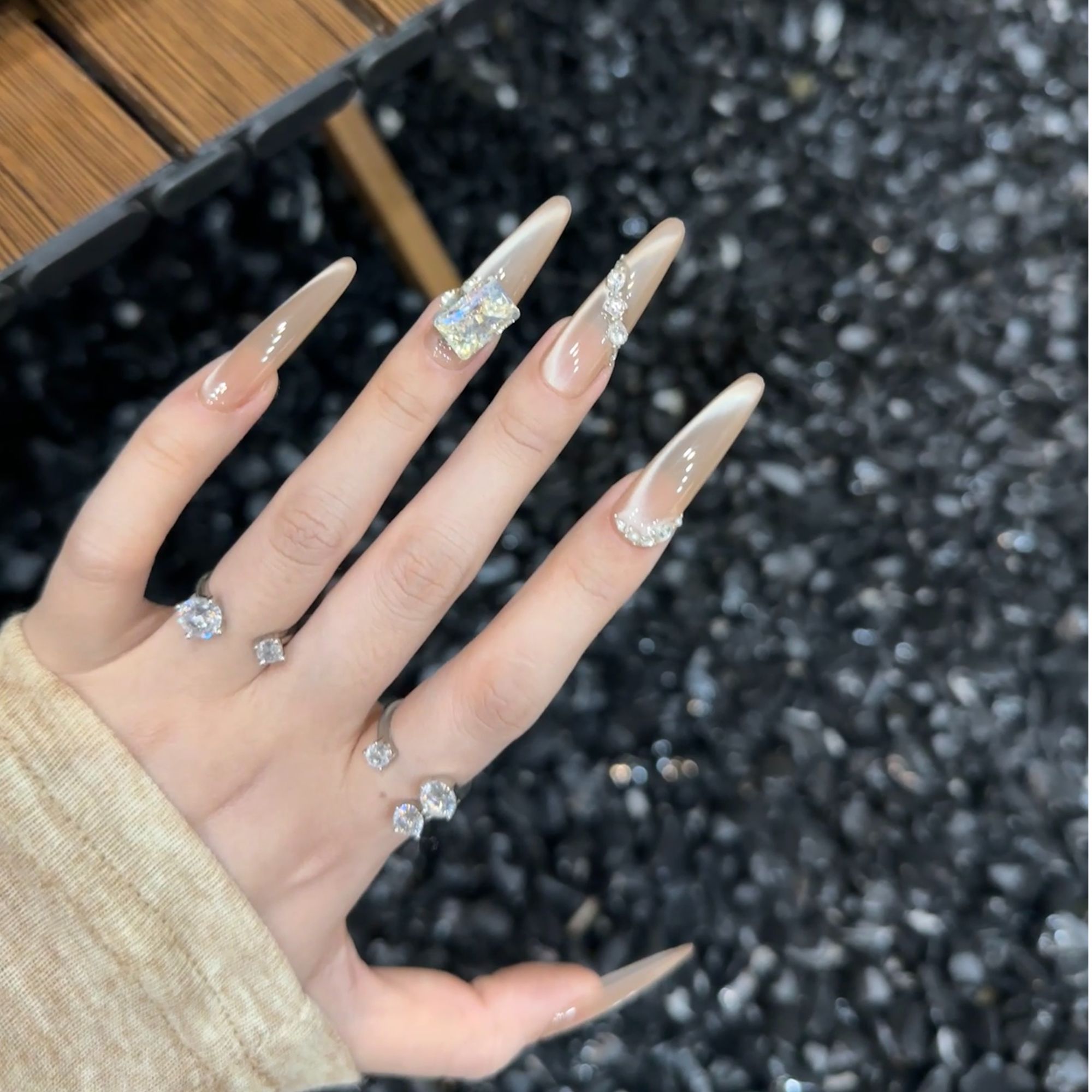 【拿铁】-卡布基诺色猫眼毛光一绝！手工穿戴甲