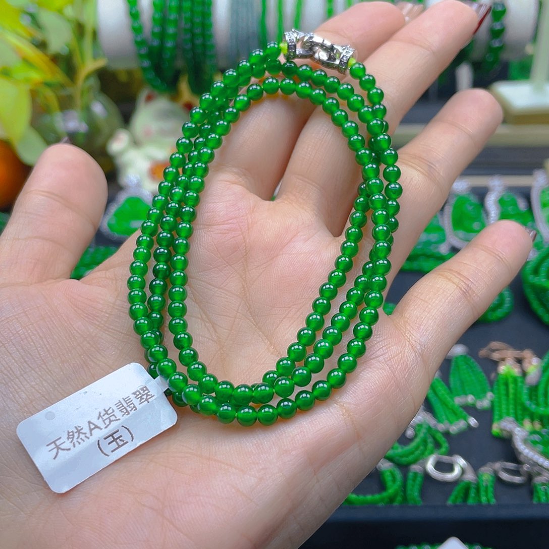 翡翠颈饰未镶嵌小**@天然A货翡翠项链3.5