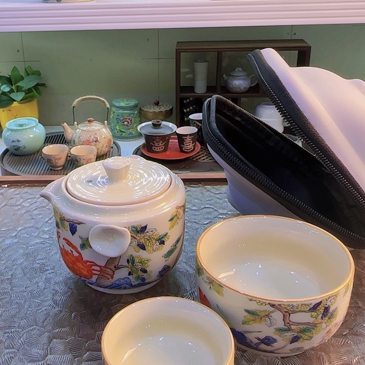 青花瓷器茶具套装旅行茶具茶叶罐