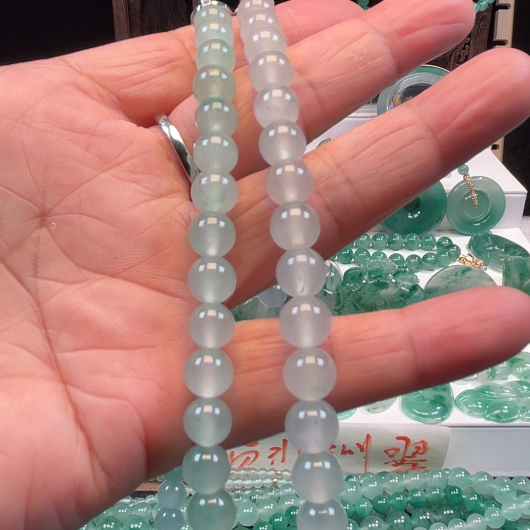 石英质玉项链合金108颗卡7+