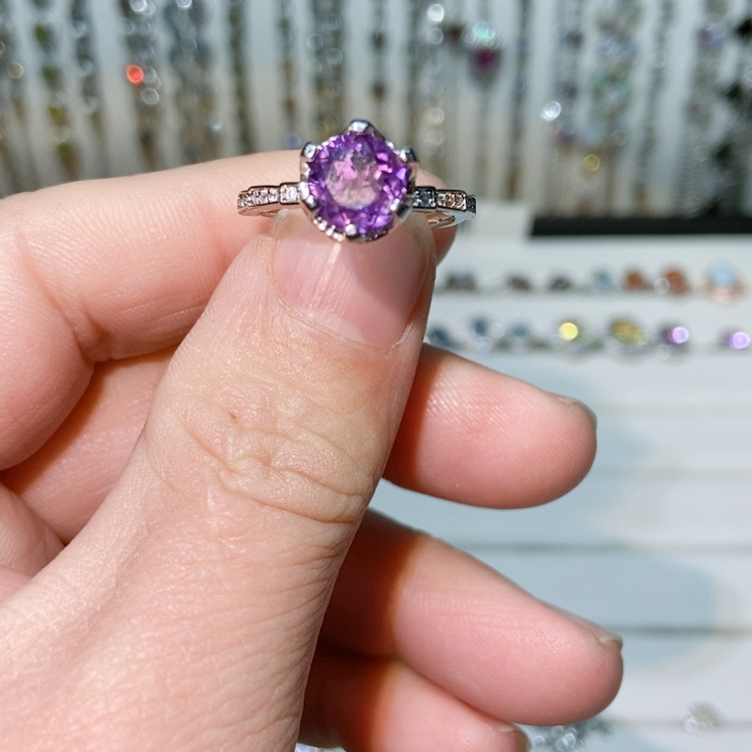 绿水晶戒指银S925镶嵌