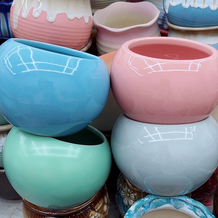 多肉绿植陶瓷花盆9.9包邮，有孔