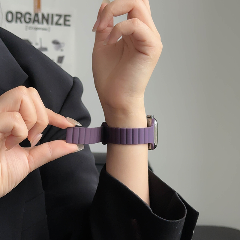 张婧仪同款梅子色细款适用苹果S11手表iwatch10表带applewatch9磁