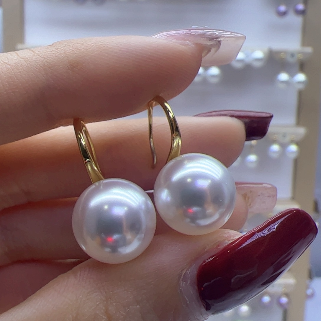 淡水珍珠耳饰18K金镶嵌