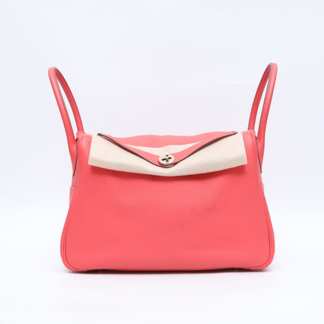 99新 Hermes/爱马仕 -100活动攀攀Lindy 34 斋普尔粉 TC皮 框P包