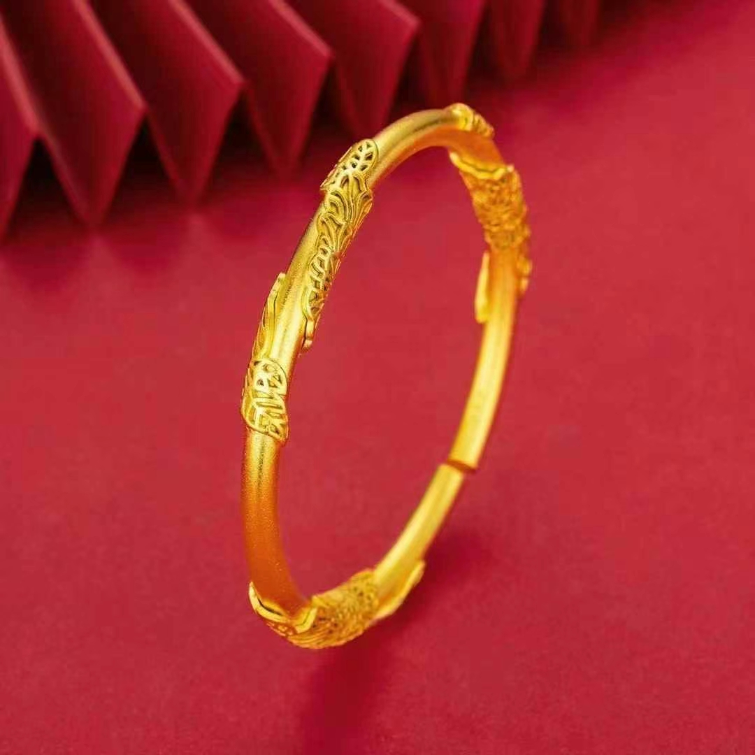 轻奢时尚精美气质款晶枝玉叶开口黄色手镯-s1035