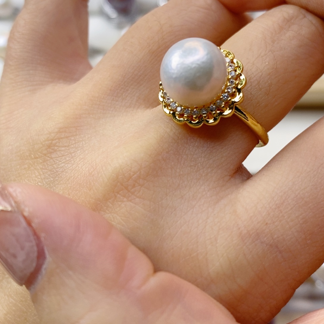 淡水珍珠戒指合金