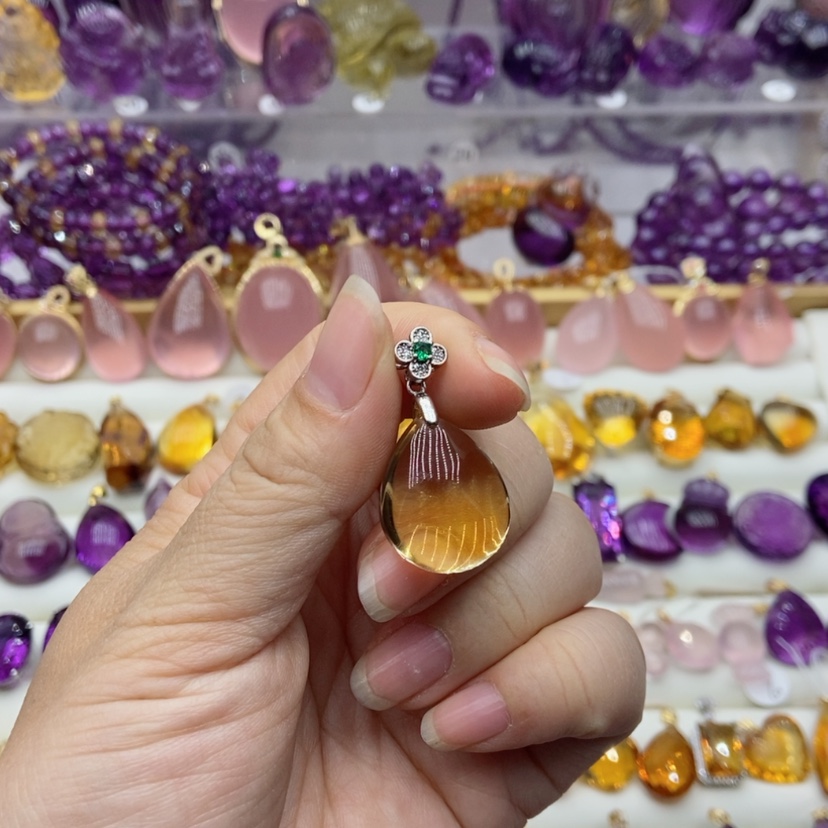 【闪购商品】水晶水晶吊坠银S925镶嵌