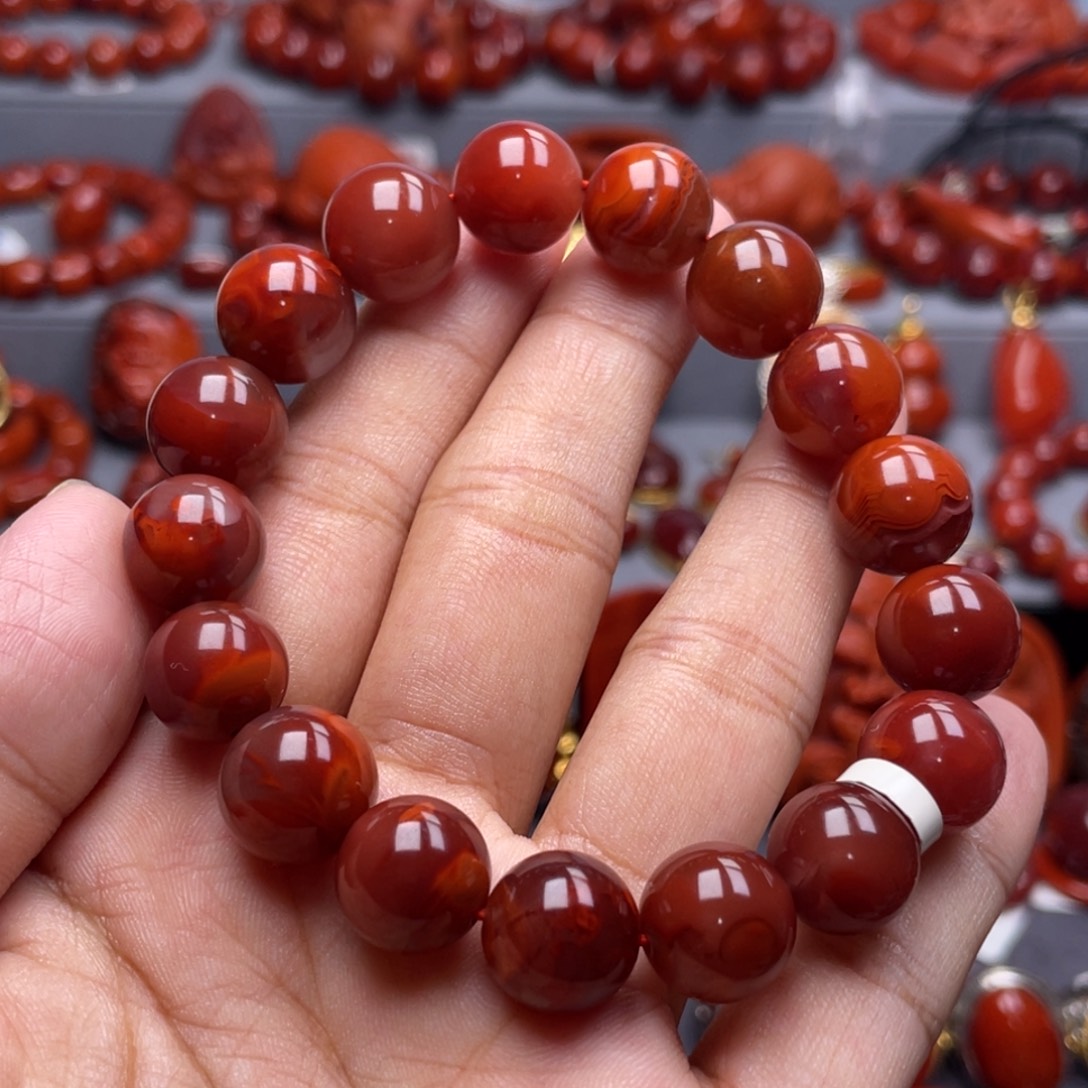 徐***生南红玛瑙未镶嵌珠宝奇石单圈12mm