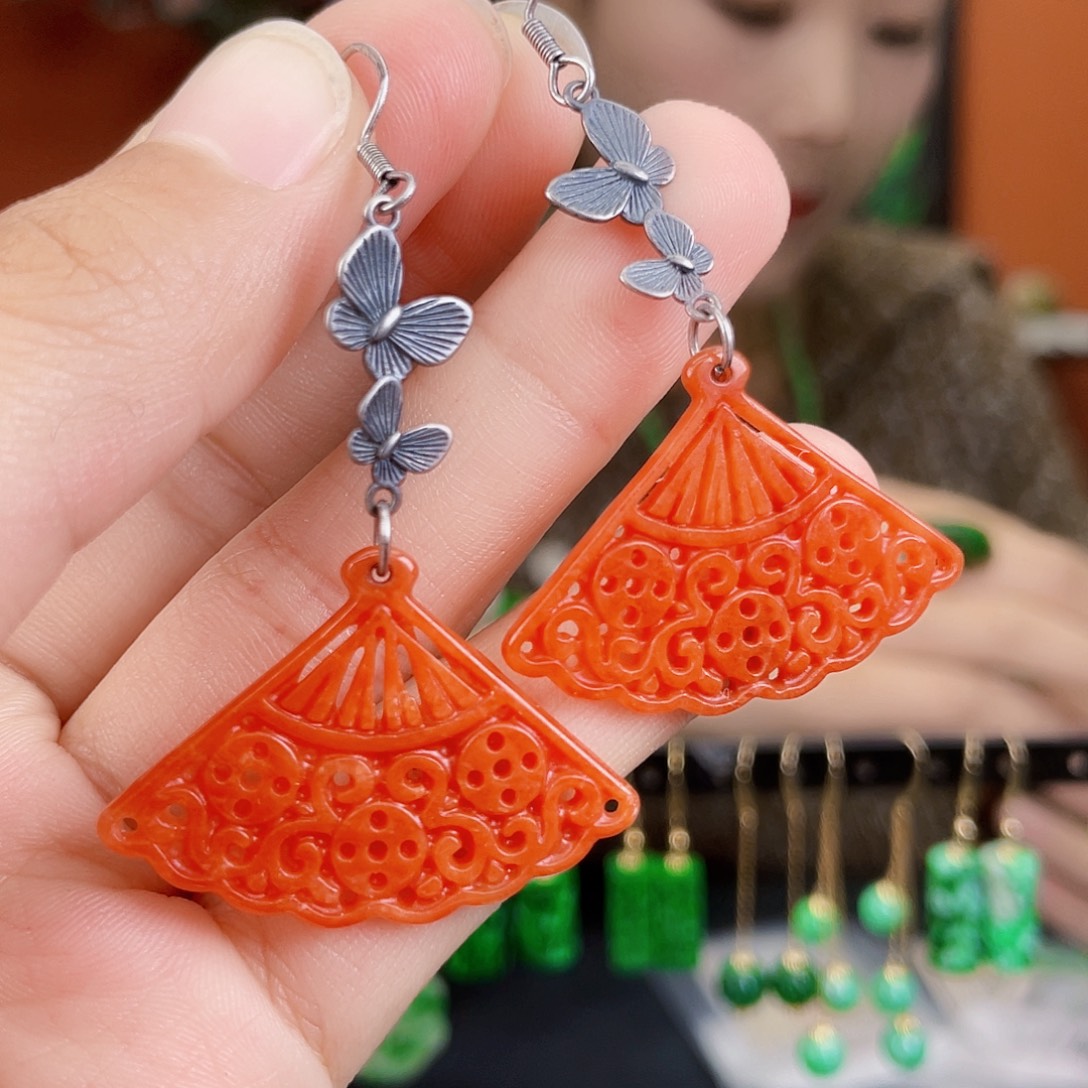 翡翠未镶嵌耳饰饰品