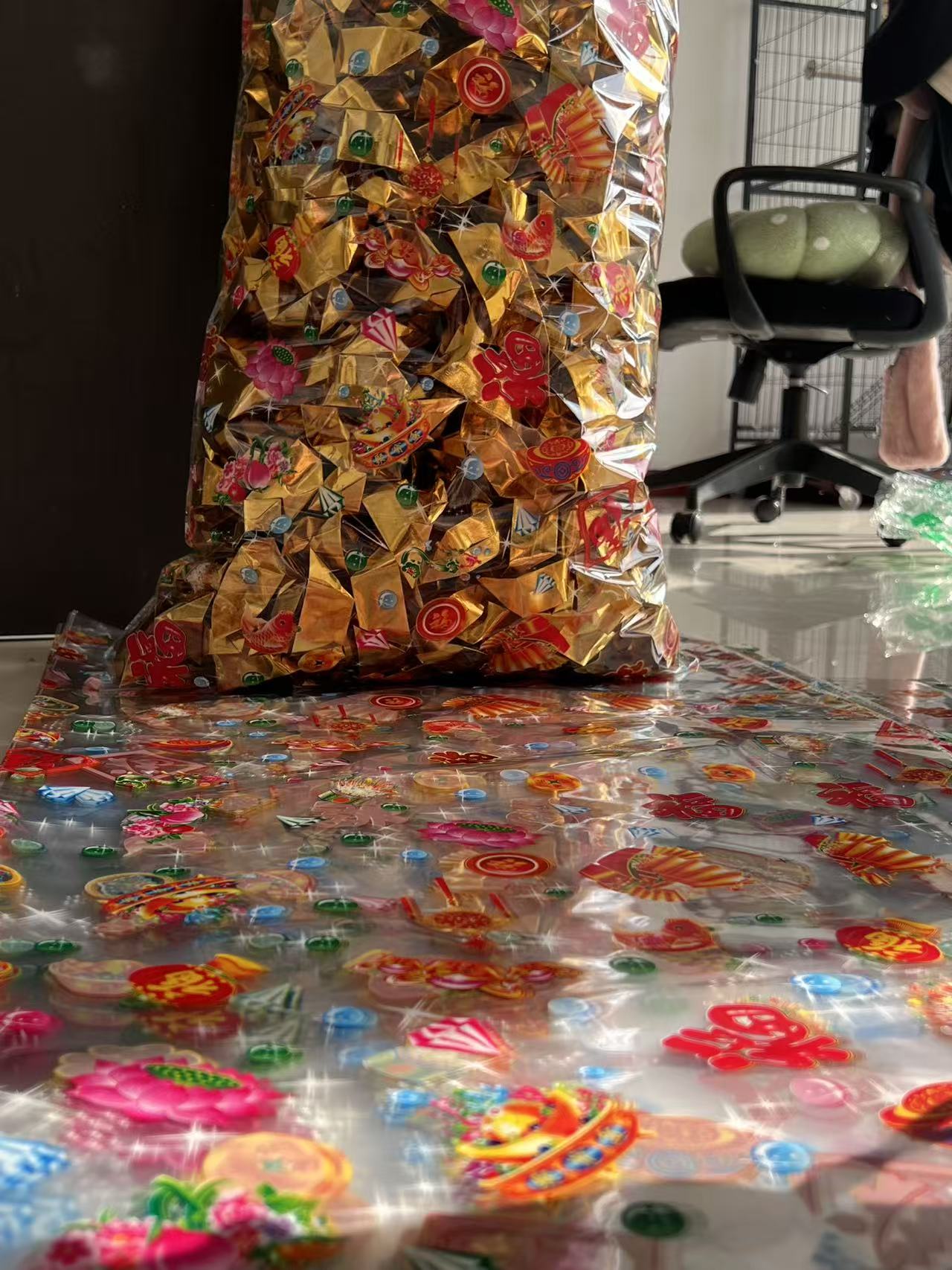  500只新款加厚七彩福袋红心袋元宝图案塑料精美包装袋礼品袋批发