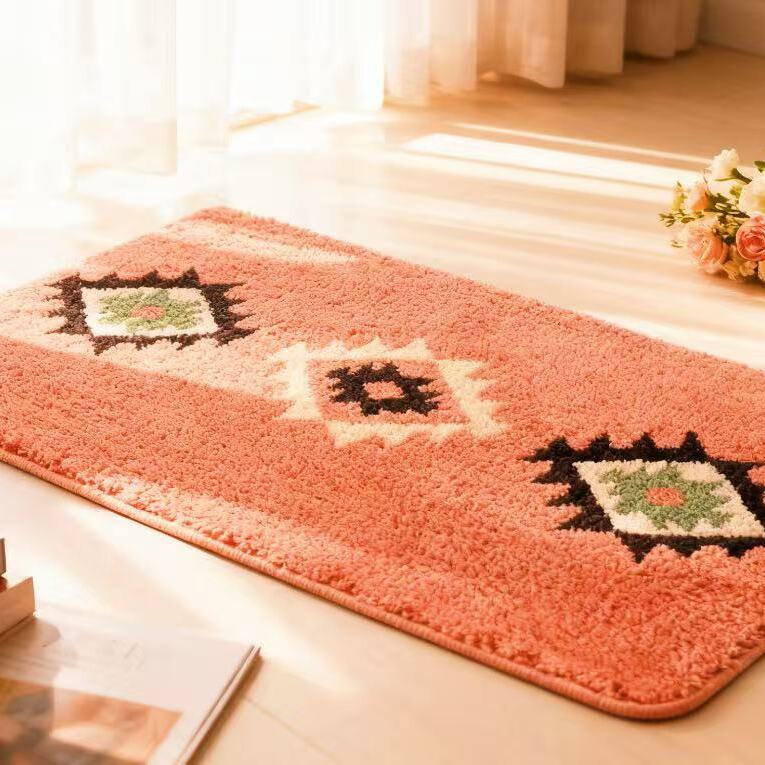 简约浴缸防滑垫波西米亚家居客厅沙发植绒地毯卧室床边毯50*80cm