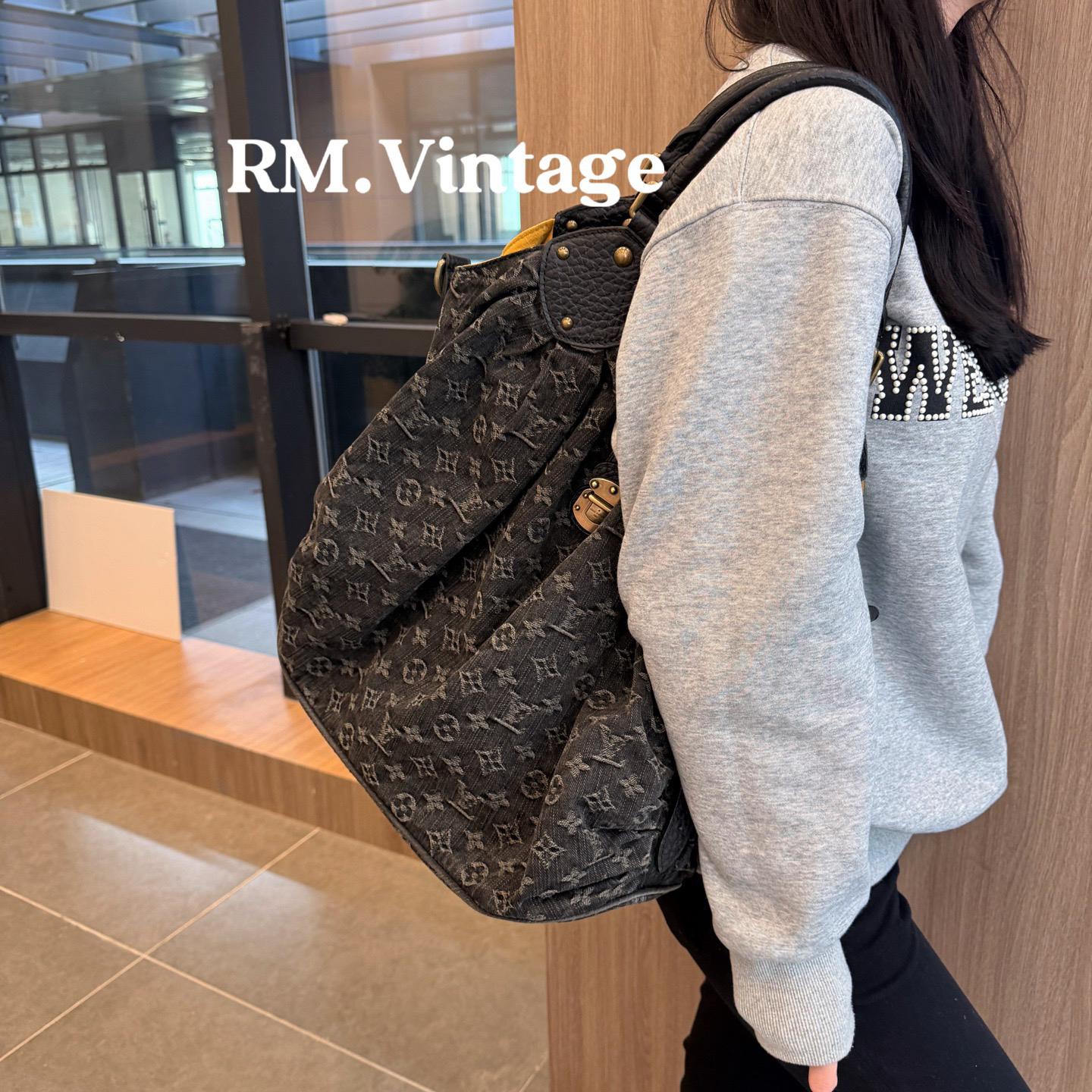 95新 LouisVuitton/路易威登 入目 黑单宁手提南瓜手提包78255