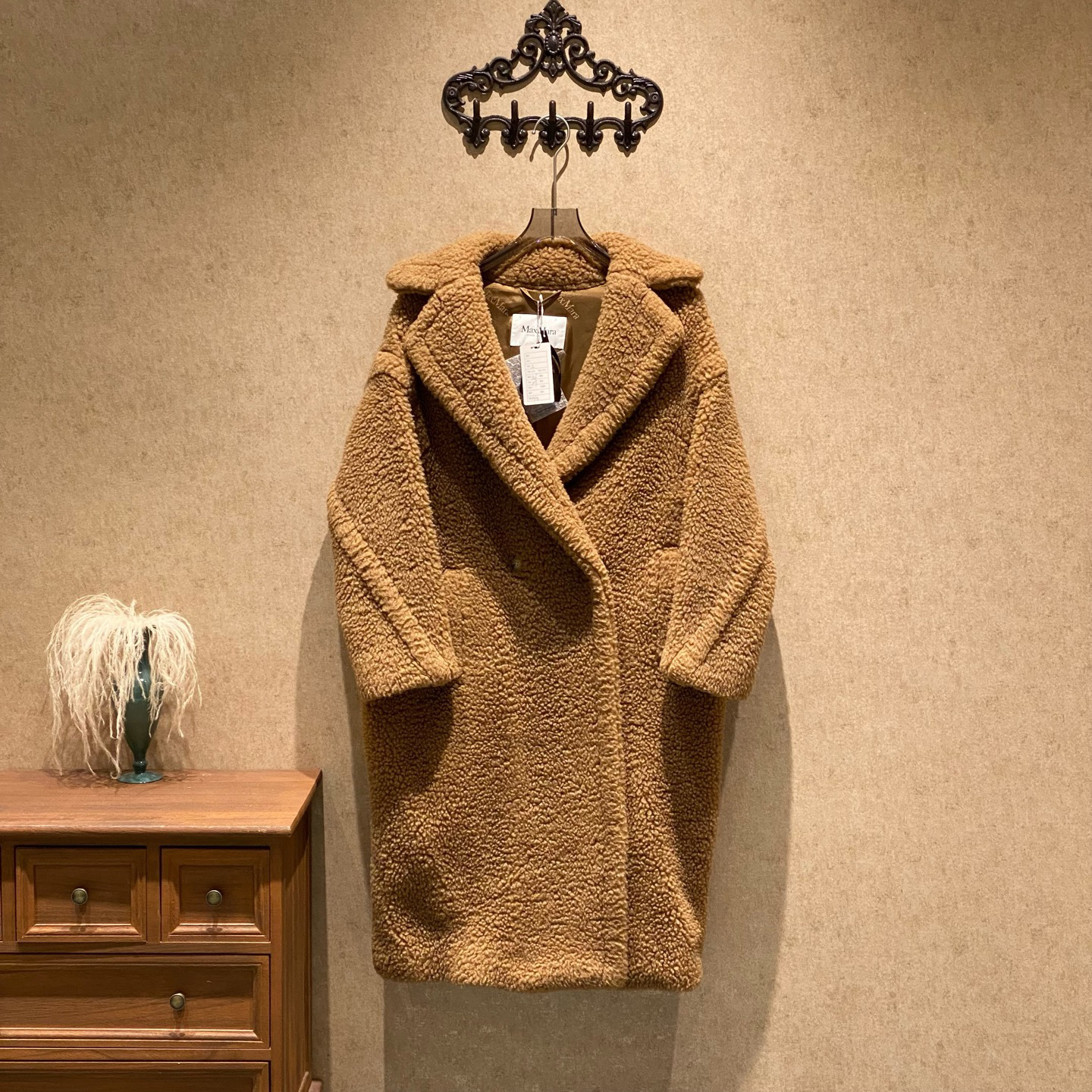 99新 MaxMara 爆款驼色长款泰迪大衣/s码/存放品/40489