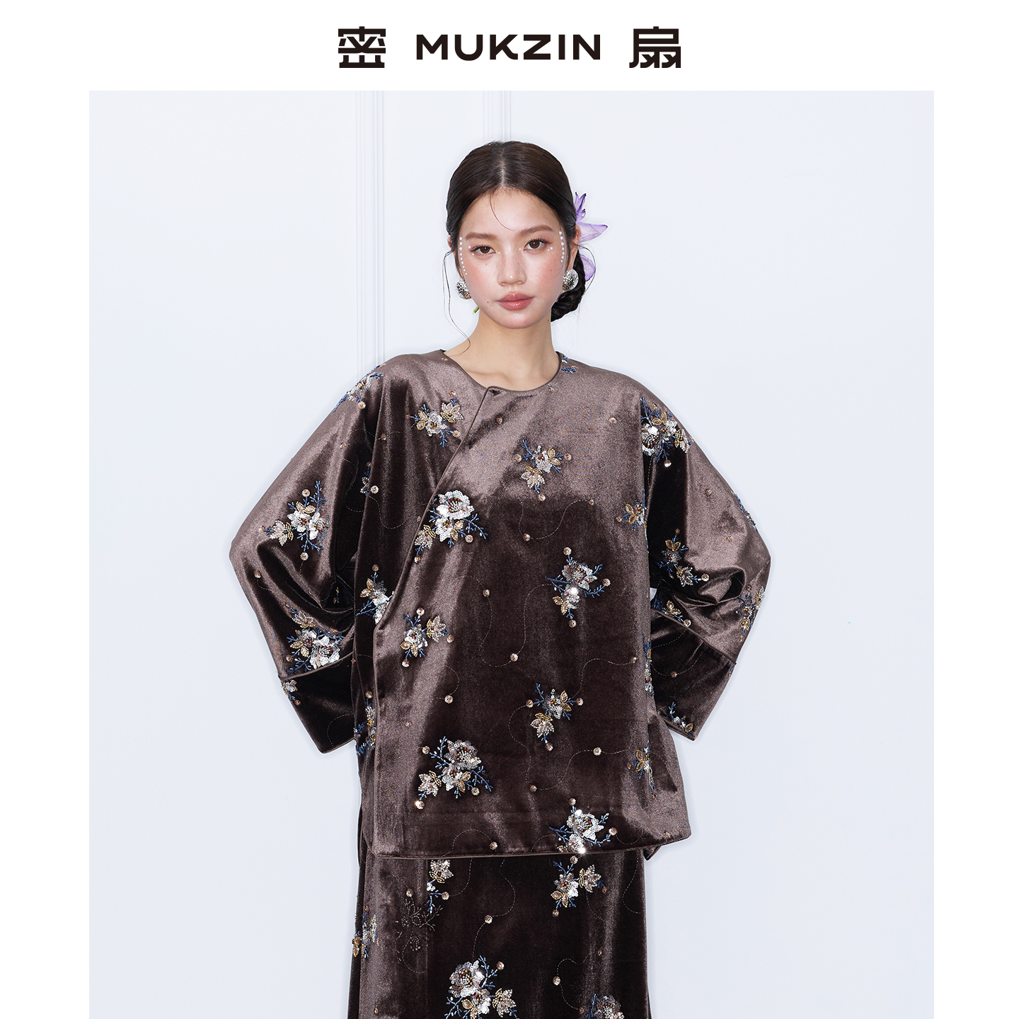 「茶山麋鹿」//密扇新中式刺绣宽松上衣M261JB11154467