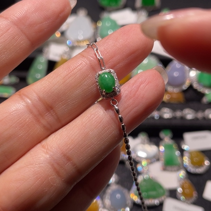 翡翠银S925镶嵌颈饰