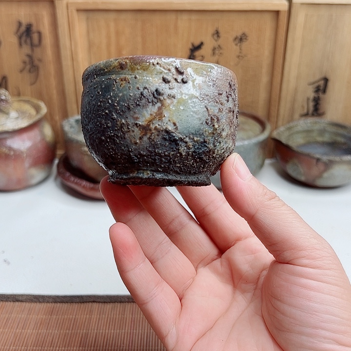 备前烧，重落灰杯子