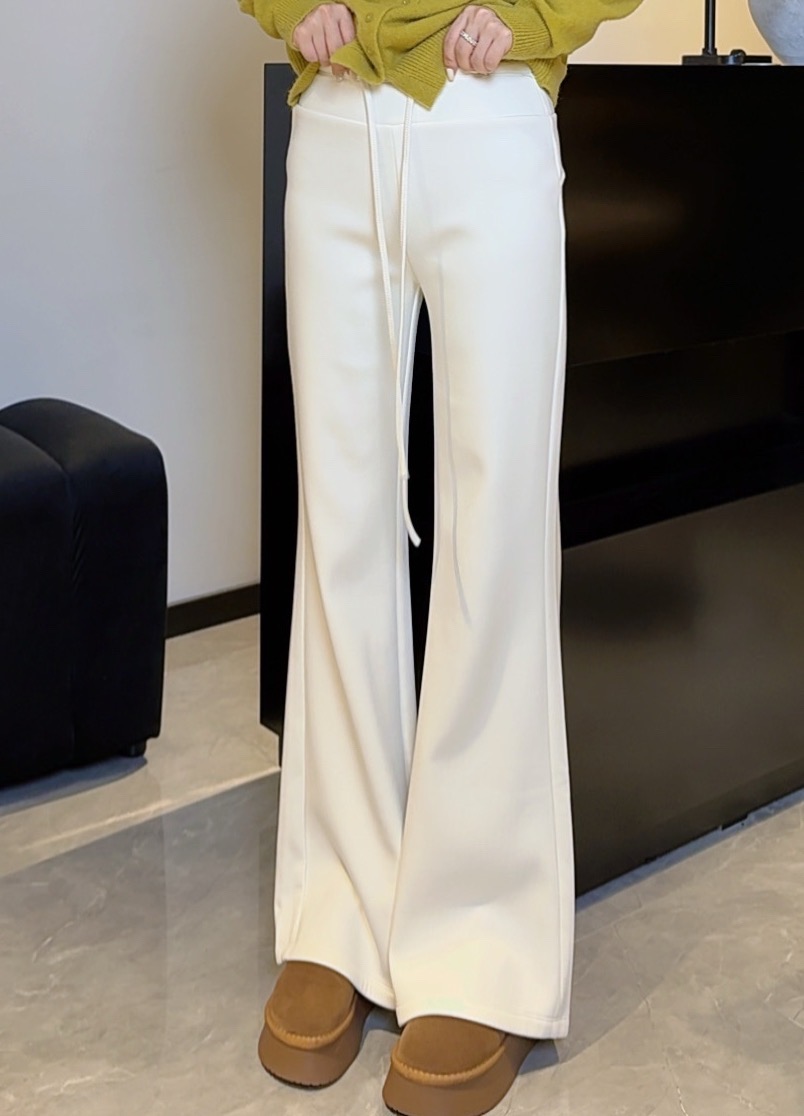 SS.studio/双双“长腿密码”冬季新款磨毛微喇裤中高腰超超显瘦裤子