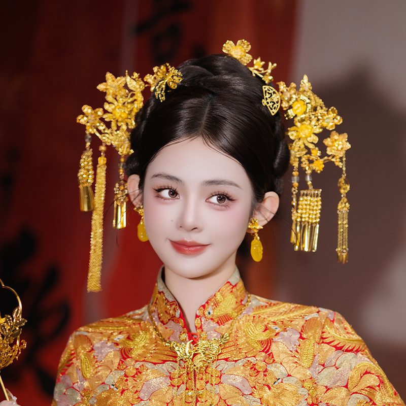 合金婚庆饰品 中式婚礼金色贵气秀禾新款龙凤褂宫廷配饰品MT2582