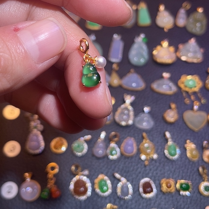 翡翠银S925镶嵌吊坠(不含链)天然翡翠