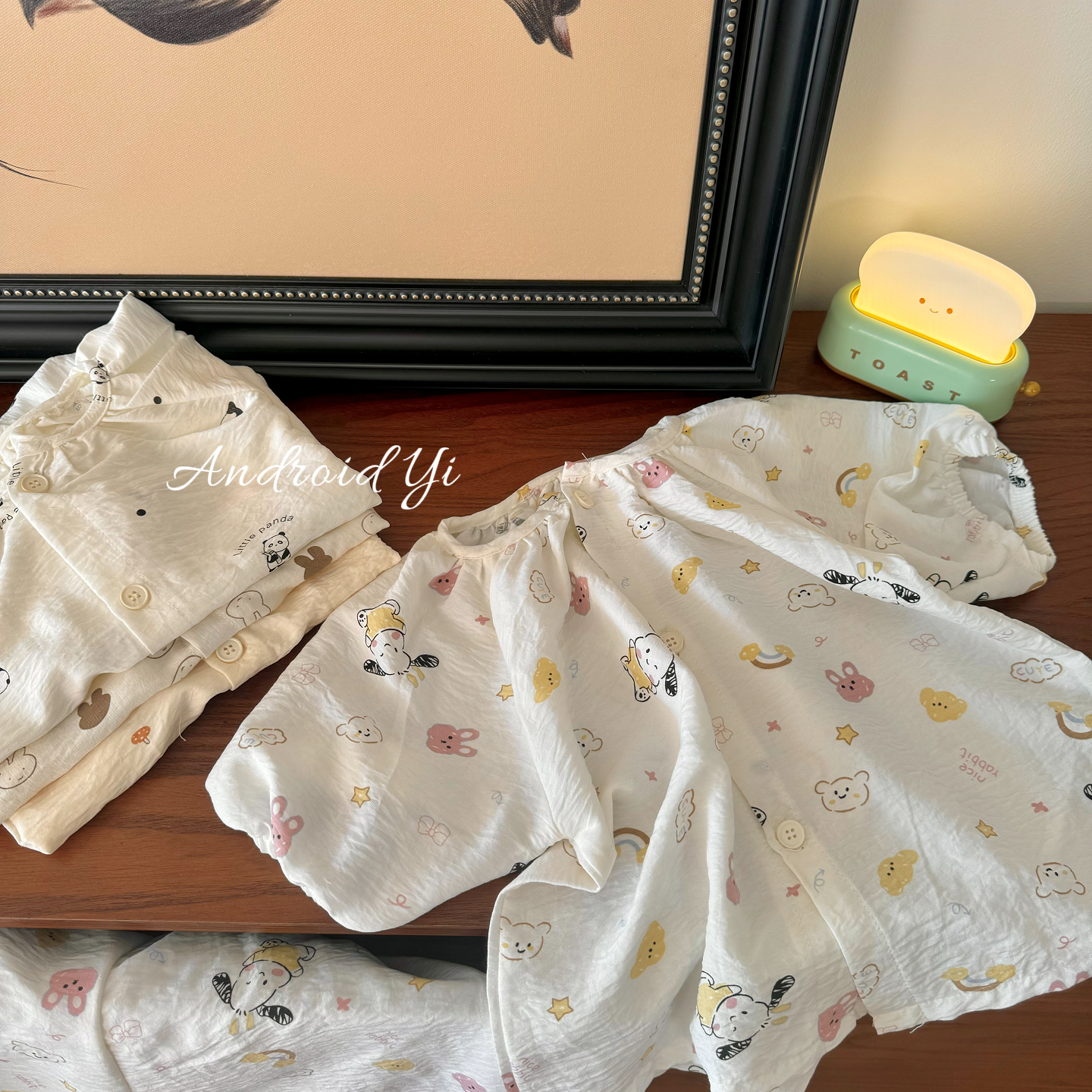 儿童洋气短袖两件套家居服男女宝宝短袖睡衣宝宝云朵绵夏季套装