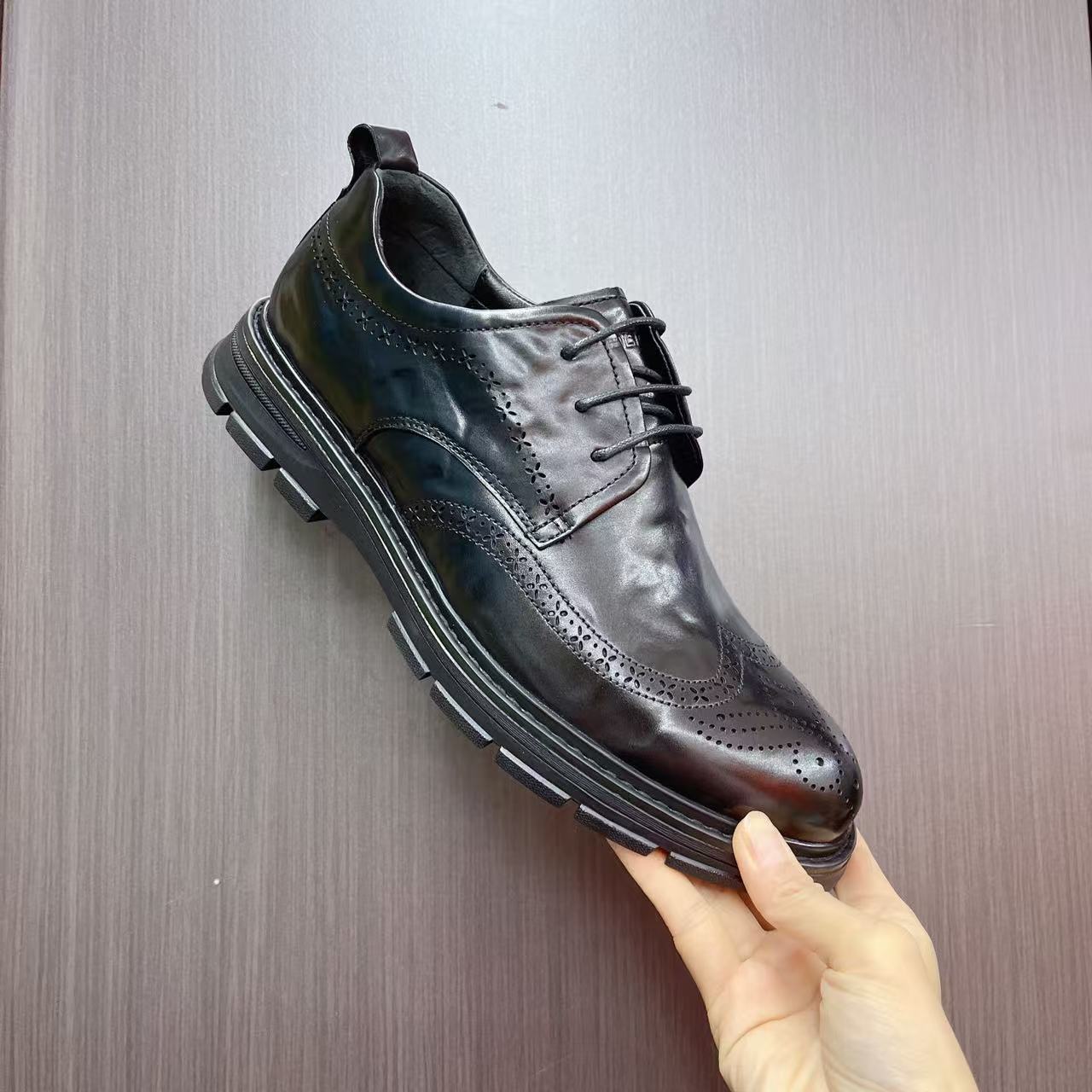 【表弟严选】C2393  黑色 高端真皮休闲商务男士浅口皮鞋