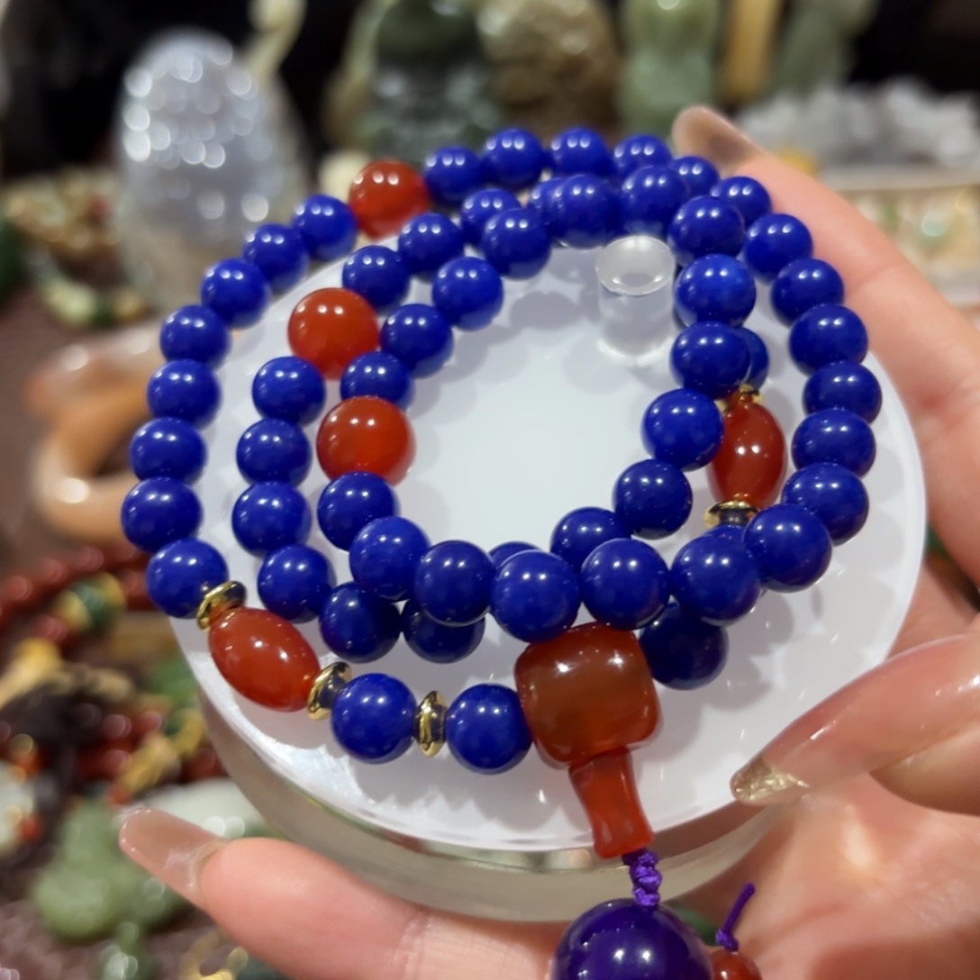 一***笑岫岩老玉（透闪石质玉）合金颈饰65566