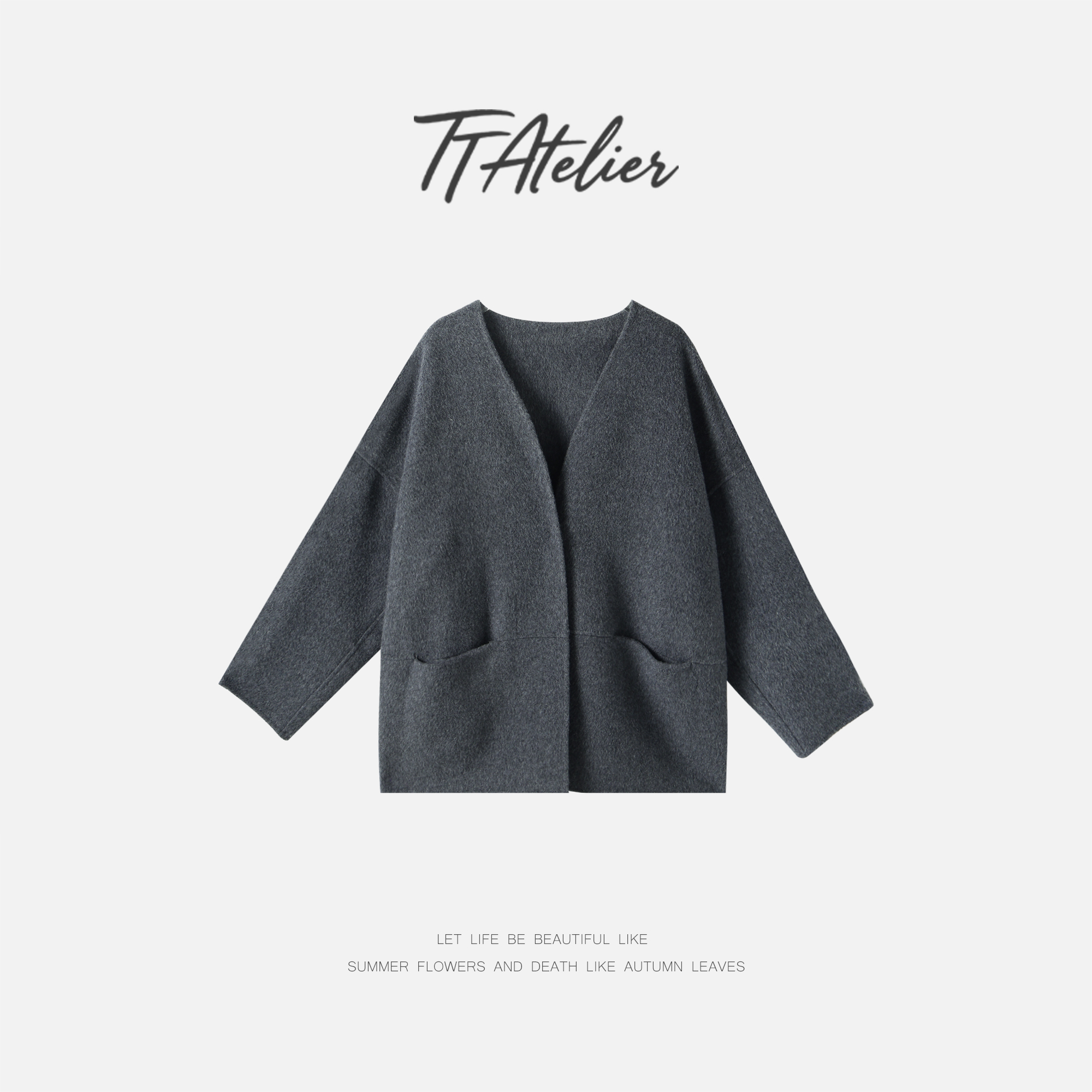 TT设计师【智性美人】复古风简约骆驼绒桑蚕丝澳毛外套TT190963