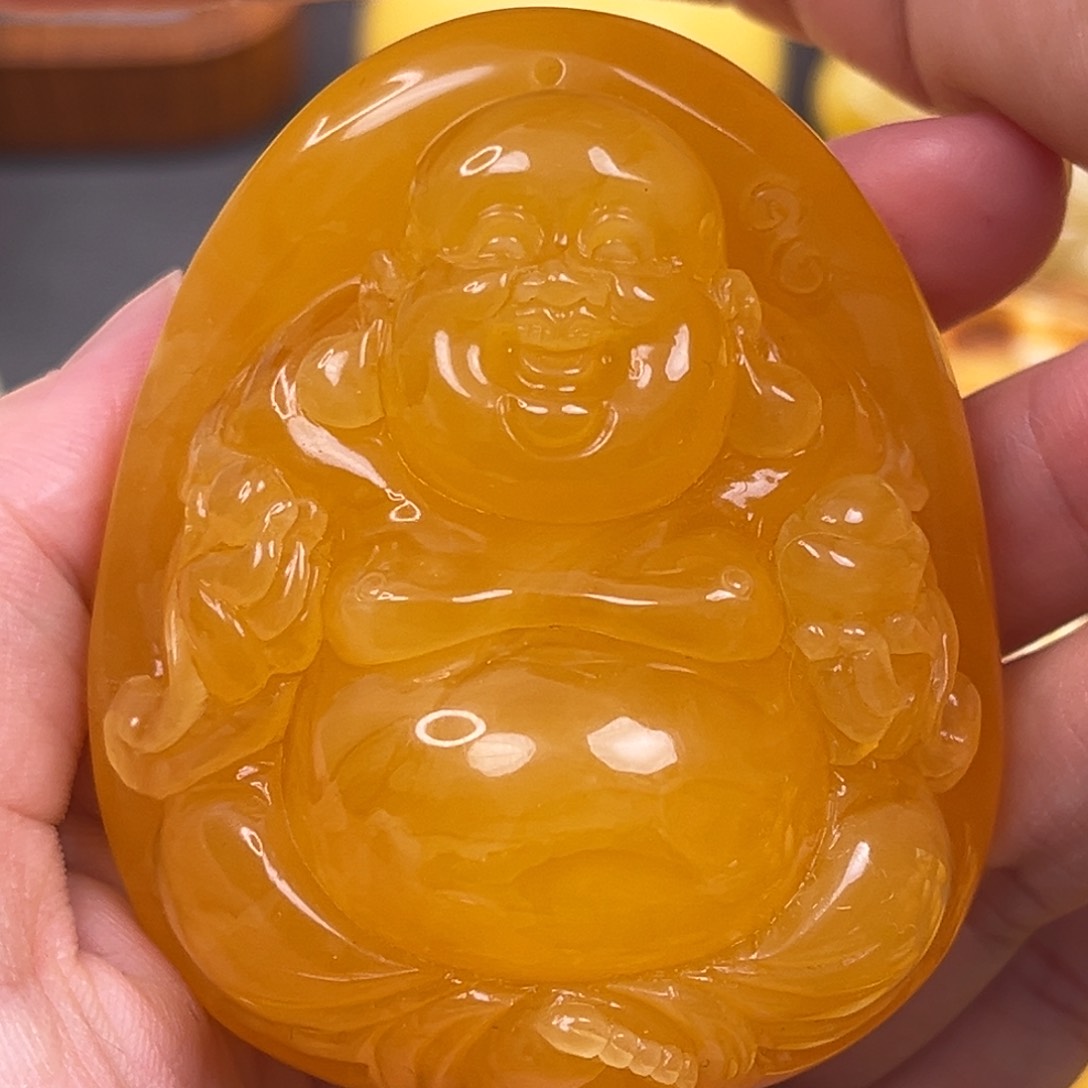 蜜蜡裸石未镶嵌佛公