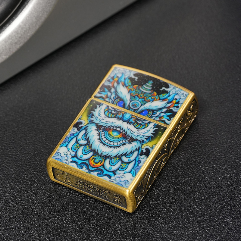 父亲节新款佐罗品牌煤油夜光醒狮打火机高档